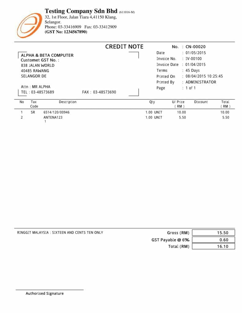 02-Sales-Credit-Note-1 | Everest Systems Sdn Bhd
